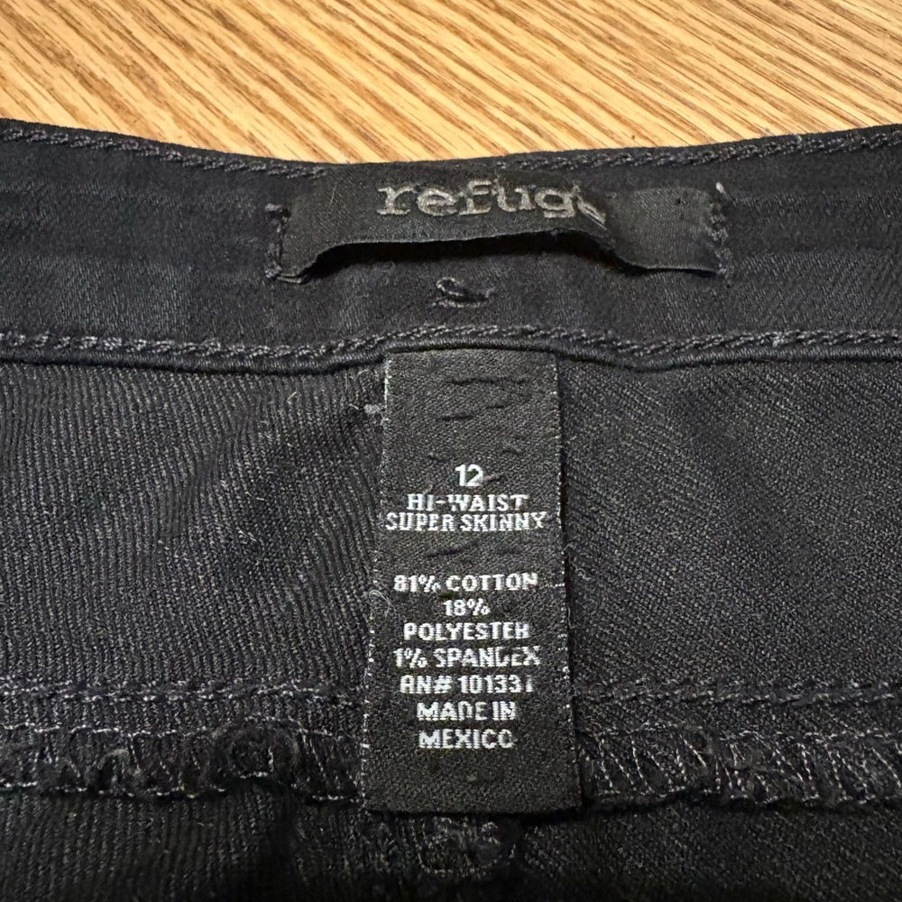 Refuge High Waist Skinny Black Pants - Size 12 - Picture 3 of 4